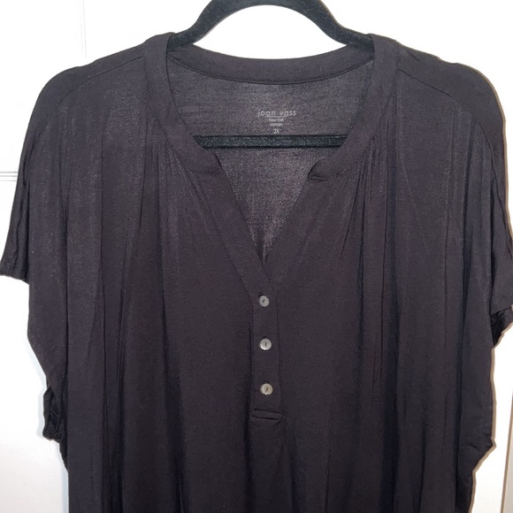 Joan Vass Women’s Plus Size Cap Sleeve Top in Black in 2X - Picture 6 of 9